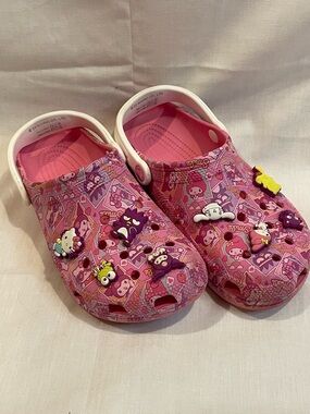 Hello Kitty Crocs Pink Sanrio Clogs Jibbitz Charms W7 Kawaii Shoes